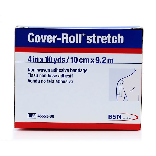 Cover-Roll Stretch Nonwoven Polyester Dressing Retention Tape, 4 Inch x 10 Yard, White, 12PK 45553 - main